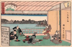Drinking Party på en restaurant af Ando Hiroshige af Ando or Utagawa Hiroshige