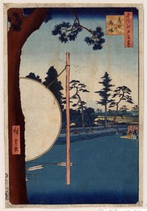 Japansk tryk: Hippodromen i Takata (Tokyo, Japan). (Serie hundrede berømte udsigter over Edo). (Hestebanen ved Takata. Hundrede berømte udsigter over Edo). Værk af Utagawa Hiroshige (1797-1858), træsnit af Ando or Utagawa Hiroshige