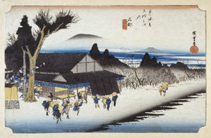 Ishibe (træblok i farver) af Ando or Utagawa Hiroshige