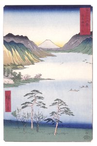 Shinano Shinano P Lovinse (Shinano Suwas barn) af Ando or Utagawa Hiroshige
