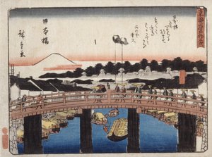 Nihonbashi (træblok i farver) af Ando or Utagawa Hiroshige