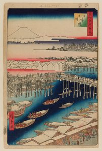 Nihonbashi, rydning efter sne af Ando or Utagawa Hiroshige