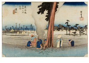 Nr. 30 Hamamatsu - En øde vinterscene, Edo-perioden, ca. 1833-34 (træsnit på papir) af Ando or Utagawa Hiroshige