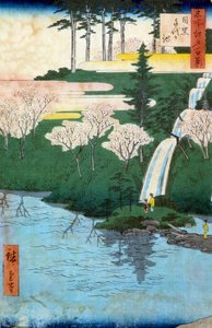 Hundrede berømte udsigter over Edo; udsigt over Chiyo a Meguro dam. Japansk tryk af Utagawa Hiroshige (1797-1858) 1800-tallet. Privat samling af Ando or Utagawa Hiroshige