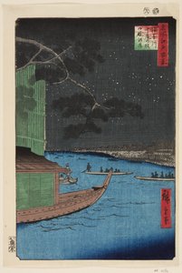Pine f Sutto s Proposal d Umaya, Asakusa-floden (Asakusa-flodens forsvarsfyrhest og sult) af Ando or Utagawa Hiroshige