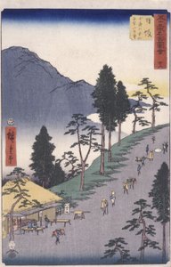 Station 26, Nissaka (træblok i farver) af Ando or Utagawa Hiroshige