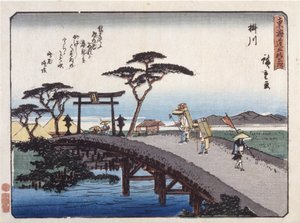 Station 27, Kakegawa (træbloktryk i farver) af Ando or Utagawa Hiroshige