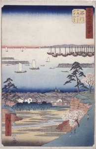 Station 2, Shinagawa (træbloktryk) af Ando or Utagawa Hiroshige