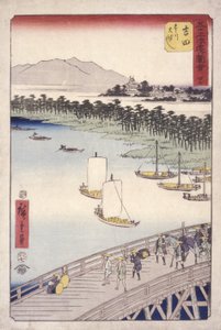 Station 35, Yoshida; Kyoka Tokaido Series (colour woodblock print) af Ando or Utagawa Hiroshige