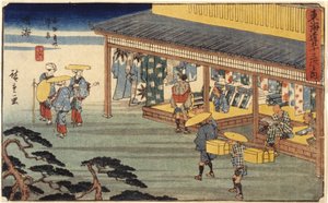 Station 41, Narumi (træbloktryk i farver, blyant) af Ando or Utagawa Hiroshige
