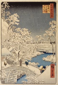 Taiko-broen og solnedgangsbakken i Meguro (træbloktryk i farver) af Ando or Utagawa Hiroshige