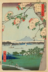 te vandguden o ds idé d første lyd te sumida rive r af Ando or Utagawa Hiroshige