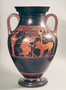 Attic rød-figur mave amfora forestiller Hercules fange Cerberus, græsk, fra Athen, 6. århundrede f.Kr. (keramik)