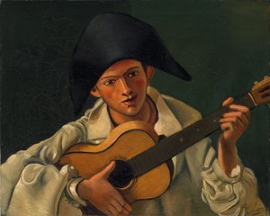 Harlekin-buste med guitar af Andre Derain