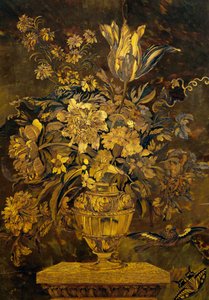 Marquetry indlæg på ibenholt skabsdør, af Andre-Charles Boulle (1642-1732), Frankrig af Andre Charles Boulle