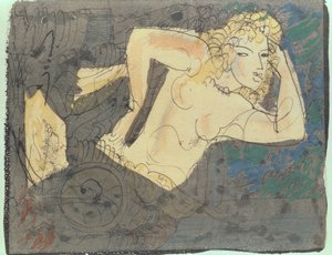 Illustration til digtet "The Spinner" fra "Albums of Ancient Verse, Charms" af Paul Valery (1871-1945) (mixed media)