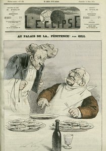 Ved angerens palads, karikatur af republikkens præsident Adolphe Thiers (1797-1877). Cover i "" L