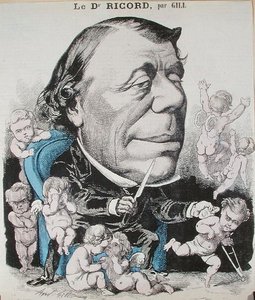 Karikatur af Dr. Philippe Ricord (1800-89) (farvet gravering) af Andre Gill