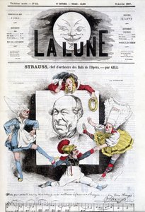 Tegnefilm af Johann Strauss Jr. (1825-1899) i "Månen", 6. januar af Andre Gill