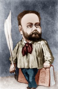 Karikatur af den franske forfatter Emile Zola (kobberstik) af Andre Gill