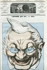 Tegneserie af ""manden der ler"", Adolphe Thiers (1797-1877), fransk politiker. Cover i "" L