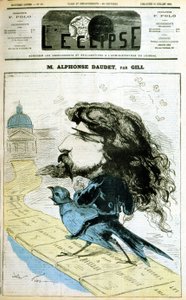 Tegnefilm om Alphonse Daudet og det franske akademi - af Gill, i "" L
