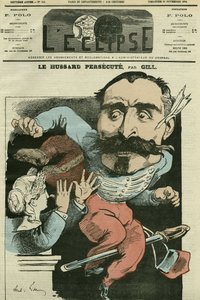 Tegnefilm "" husaren forfølger (af Marianne, der gør sin næse), Monsieur de Saint-Genest (Saint Genest). Cover i "" The Eclipse"" af Gill, 29. november af Andre Gill