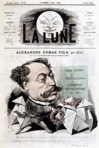 Tegneserietegning på Alexandre Dumas Fils af Gill. Cover "" La Lune"" fra 24/03/1867. af Andre Gill