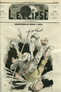 Giboulees de mars, illustration af en mand, der falder i en spand. Cover i "" L