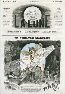 Le Theatre Moderne i Paris. Karikatur af Gill, i "La Lune", 28. oktober af Andre Gill