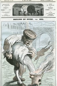 Lad os brænde sukker, en karikatur af tilbagetrækningen af tyske tropper fra Frankrig i henhold til Frankfurt-traktaten den 16. september. Cover i "" L