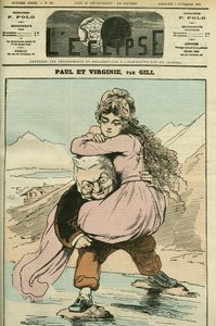 Portræt af Adolphe Thiers (1797-1877), fransk historiker og politiker, repræsenteret i "Paul et Virginie" (Republikken). Cover i "" L