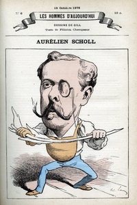 Portræt af Aurelien Scholl (1833-1902), fransk journalist, forfatter og komiker. Tegnefilm af Gill, Paris. af Andre Gill
