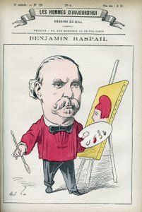 Portræt af Benjamin Raspail (1823-1899), en fransk maler og politiker, han var årsagen til loven, der gjorde 14. juli til national helligdag. Tegnefilm af Gill, Paris. af Andre Gill