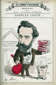 Portræt af Charles Lauth (1836-1913), en fransk kemiker, han var direktør for Ecole Superieur de Physique et de Chemistry Industrielles (ESPCI) i Paris. Tegnefilm af Gill, Paris. af Andre Gill