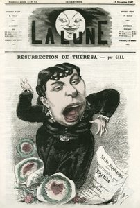 Portræt af Emma Valladon dit Theresa (1837-1913), fransk operetsangerinde. Tegnefilm af Gill, i "La Lune", 15. december af Andre Gill