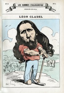 Portræt af Leon Cladel (1835-1892), fransk mand af bogstav. Karikatur af Gill, Paris. af Andre Gill