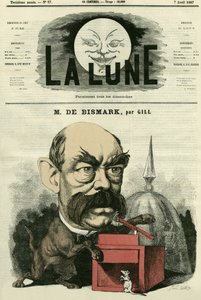 Portræt af Otto von Bismarck (1815-1898), tysk kansler. Tegnefilm af Gill, i "Månen", 7. april af Andre Gill