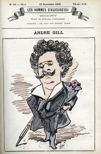 Selvportræt af Andre Gill (1840-1885), fransk tegneserieskaber og illustrator. Tegnefilm i "Men of Today" af Andre Gill