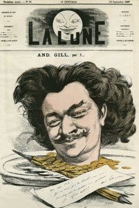 Selvportræt af Louis-Alexandre Gosset de Guines dit Andre Gill (1840-1885), fransk tegneserieskaber og tegner. Tegnefilm af Gill, i "Månen", 15. september af Andre Gill