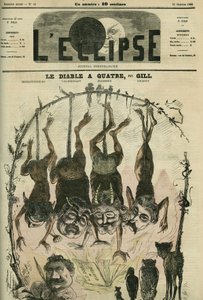 Djævelen har fire politiske pjecer, der er redesignet af Mephistopheles (Mephisto) alias Wolff, Villemessant, Duchesne, Lockroy og hans tegneserieskaber Benassit. Cover i "" L