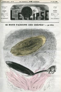 Hvorfor laver vi ikke crepes? , illustration af Gill som reaktion på censur. Cover i "" L