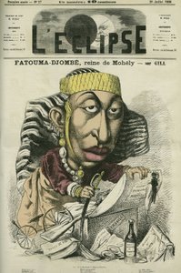 Zombe-Fatoum (Zombe-Fatoum) (1836-1878), dronning af Moheli på Comorerne, på besøg i Frankrig i -Fatima. Cover i "The Eclipse"" af Gill, juli af Andre Gill