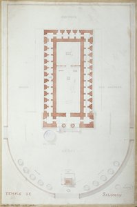 Plan over Salomons tempel i Jerusalem, midten af det 19. århundrede (blæk og wc på papir) af Andre Lenoir