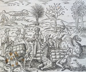 Arabiske købmænd i Syrien, gravering fra Universal Cosmology, af Andre Thevet (1504-1592) af Andre Thevet
