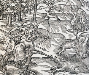Indianers ornejagt, gravering fra Universal Cosmology, af Andre Thevet (1504-1592), Paris af Andre Thevet