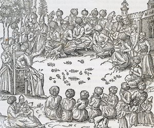 Møde mellem tyrkere og arabere, Marokko, gravering fra Universal Cosmology, af Andre Thevet (1504-1592), Paris af Andre Thevet