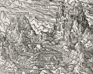 Bjergområde i Sinai, gravering af Andre Thevet (1504-1592), Paris, Frankrig af Andre Thevet