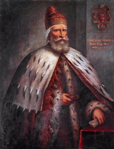 Portræt af Doge Sebastiano Venier (1496-1578), condottiere Han ledede den venetianske flåde med Francesco Duodo under slaget ved Lepanto i 1571. Maleri af Andrea de 