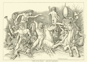 Battle of the Tritons (gravering) af Andrea (after) Mantegna